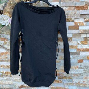 Off shoulder side laced long sleeves Mini dress‎